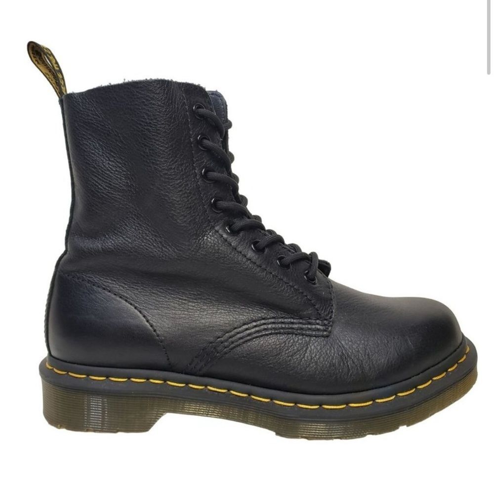 DR MARTENS AW004 Pascal Textured Leather Lace-Up Combat Boots